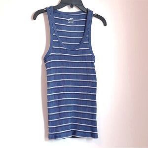 Aerie | Women’s Blue Stretchy Ribbed Striped Tank Top Medium